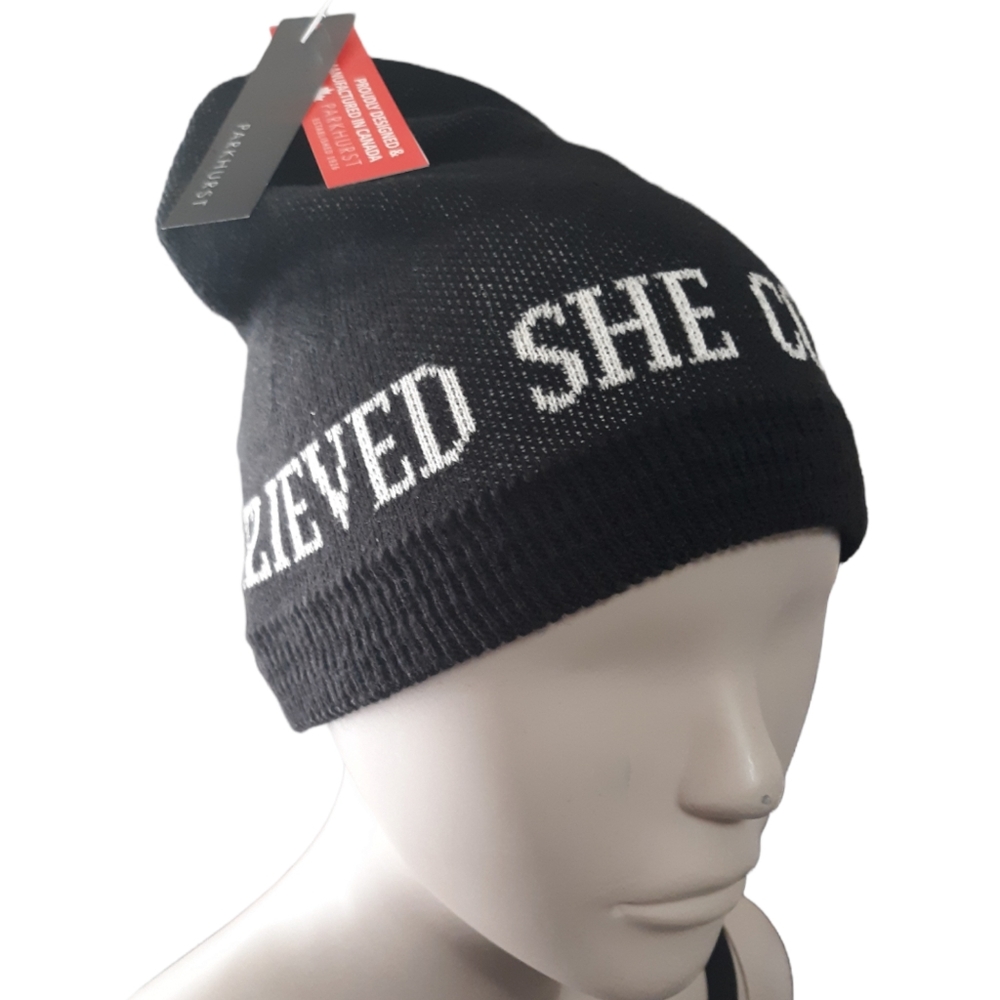 NEW Parkhurst Canada Black Beanie Hat She Believed She Could So She Did
